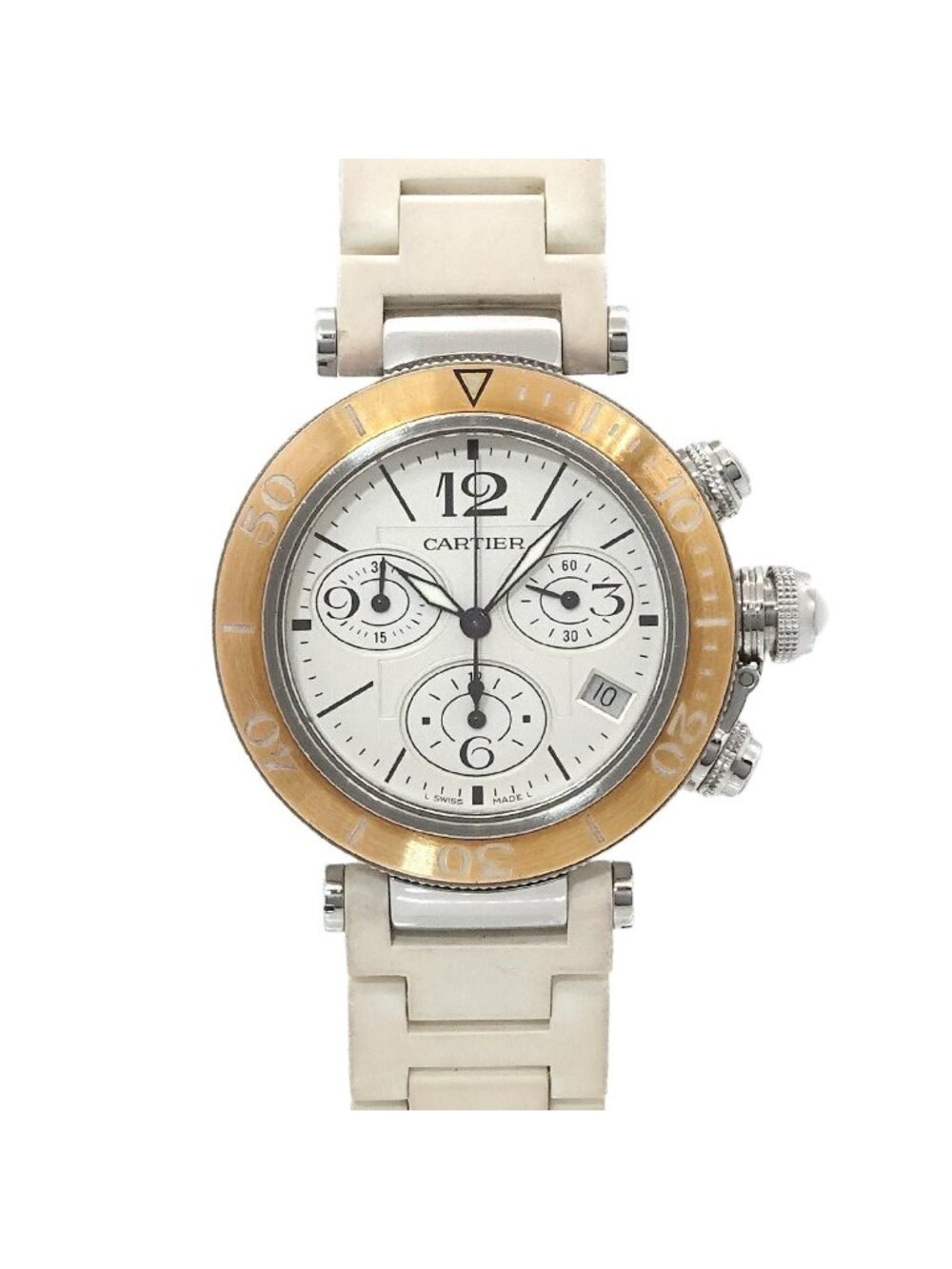 Cartier Pasha Seatimer Chronograph Boys' Watch Date Silver PG Quartz